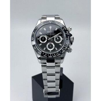 Custom Seiko Mod • Black Daytona Quartz Chronograph • 39.5mm